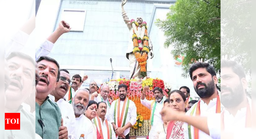 Congress leader Rahul Gandhi, Telengana CM Revanth Reddy, and other leaders pay tribute to former Andhra CM, YS Rajashekhar Reddy | India News