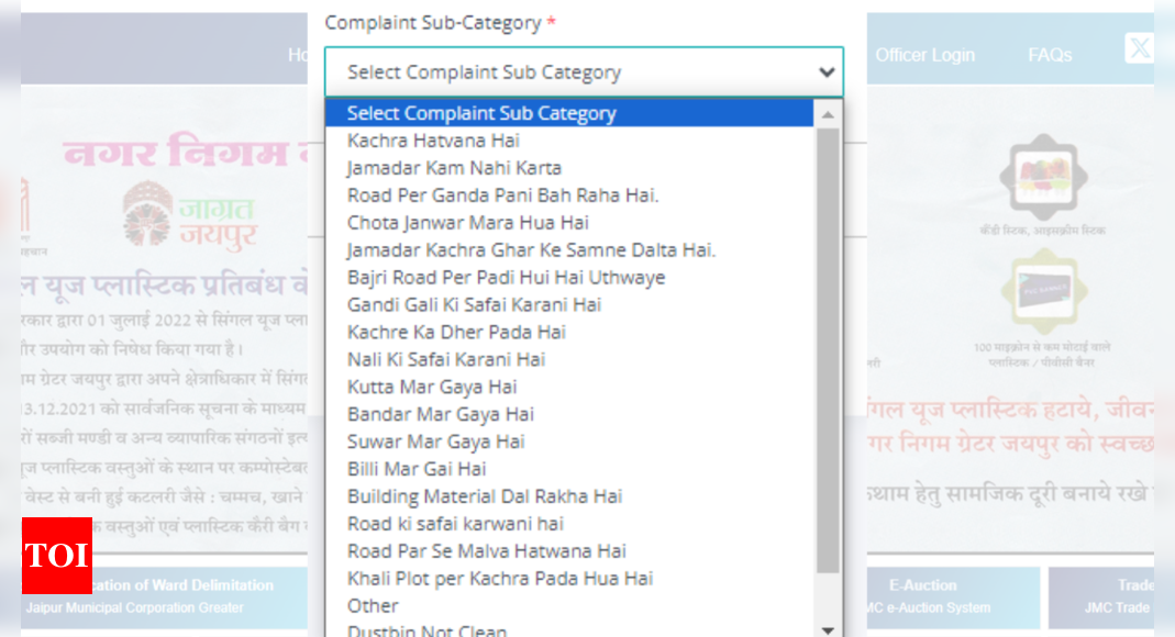 ‘Suwar mar gaya hai’, ‘Kutta pagal ho gaya hai’, ‘Billi mar gayi hai’: Jaipur Municipal Corporation’s complaint portal goes viral with humorous Hinglish options | India News