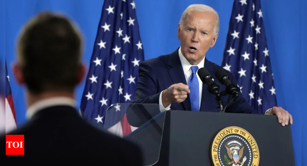 Watch: In another slip of tongue, Biden refers to Kamala Harris as 'vice president Trump' in solo press conference – Times of India