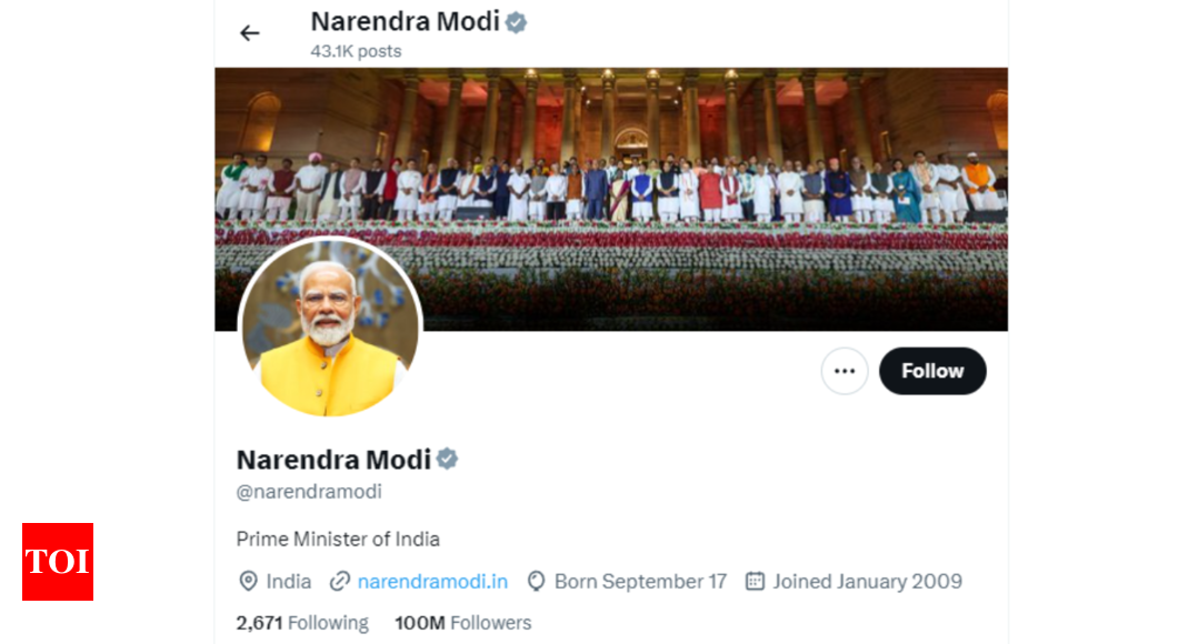 PM Modi's 'X' followers cross 100 million, more than Taylor Swift or Trump | India News