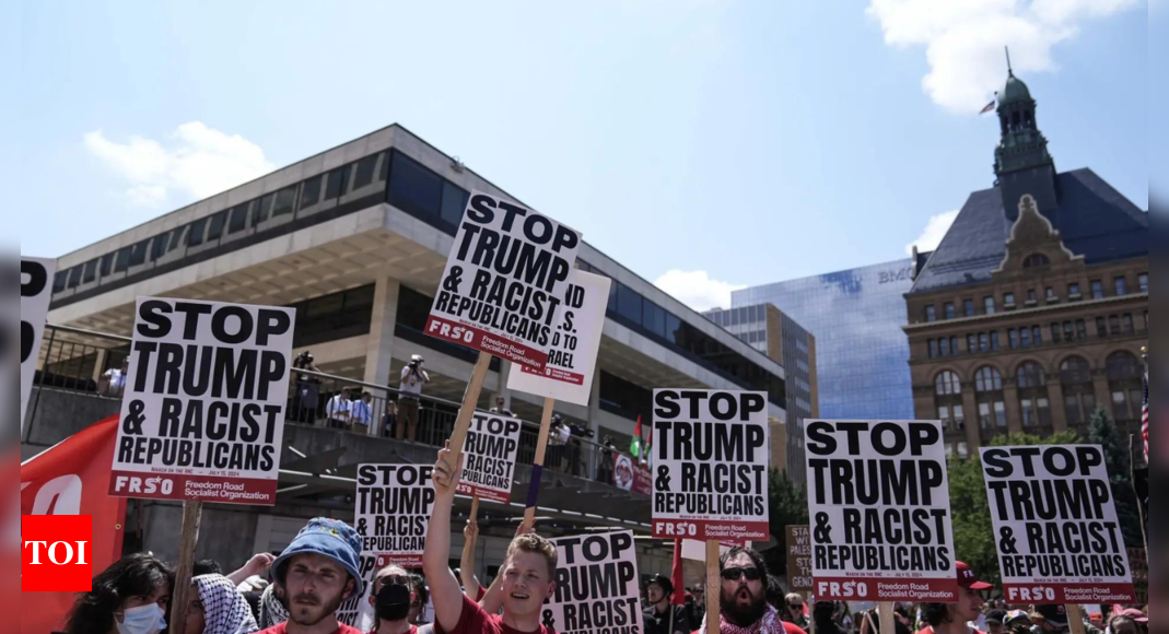 Protesters rally peacefully at GOP convention for abortion and immigrant rights, end to war in Gaza - Times of India