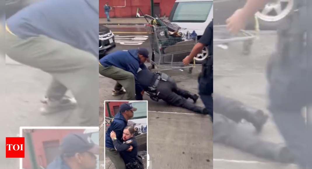 Watch: Female NYPD officer punched on face by 'repeat offender' at New York sidewalk - Times of India