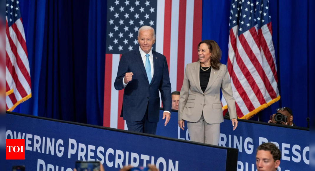 Joe Biden and Kamala Harris make joint appearance, first since Biden dropped out of presidential race - Times of India