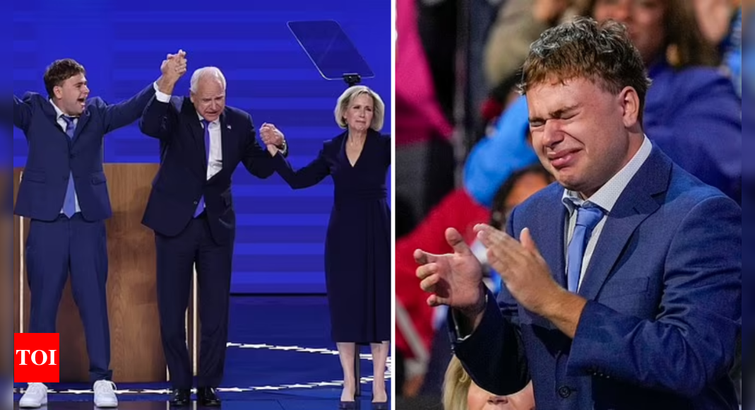 Gus Walz: Tim Walz’s son Gus bursts into tears during father's emotional DNC speech | World News – Times of India