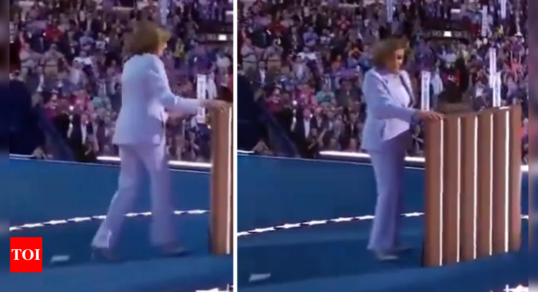 Pelosi’s DNC stage drop sparks online frenzy: Was that toilet paper or something else? Mystery finally solved – Times of India