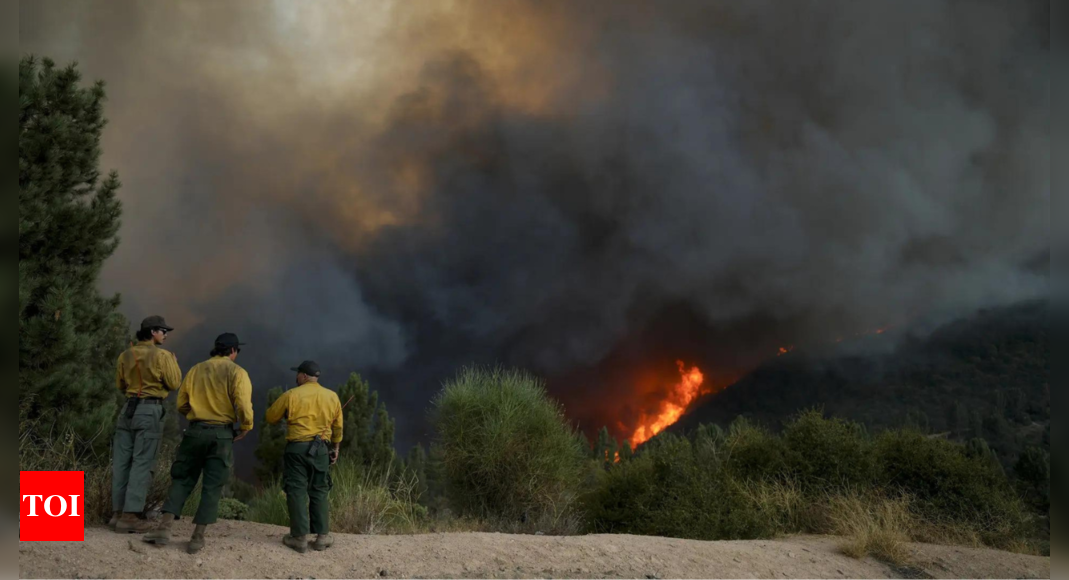 Giant plumes of smoke dot Southern California skies as crews fight several major wildfires – Times of India