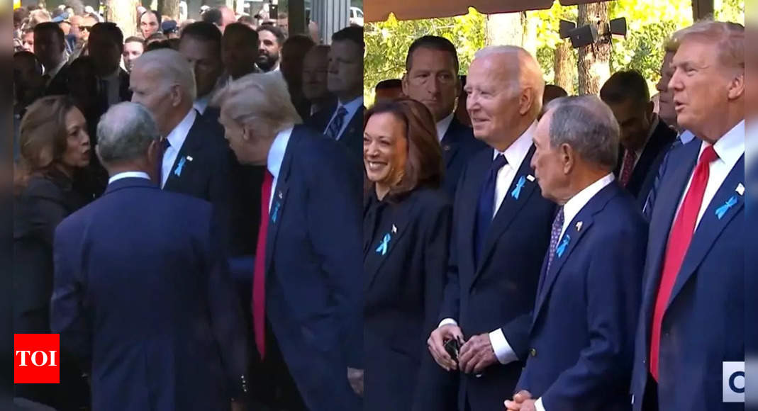 Watch: Trump and Harris shake hands again at 9/11 memorial after heated debate – Times of India