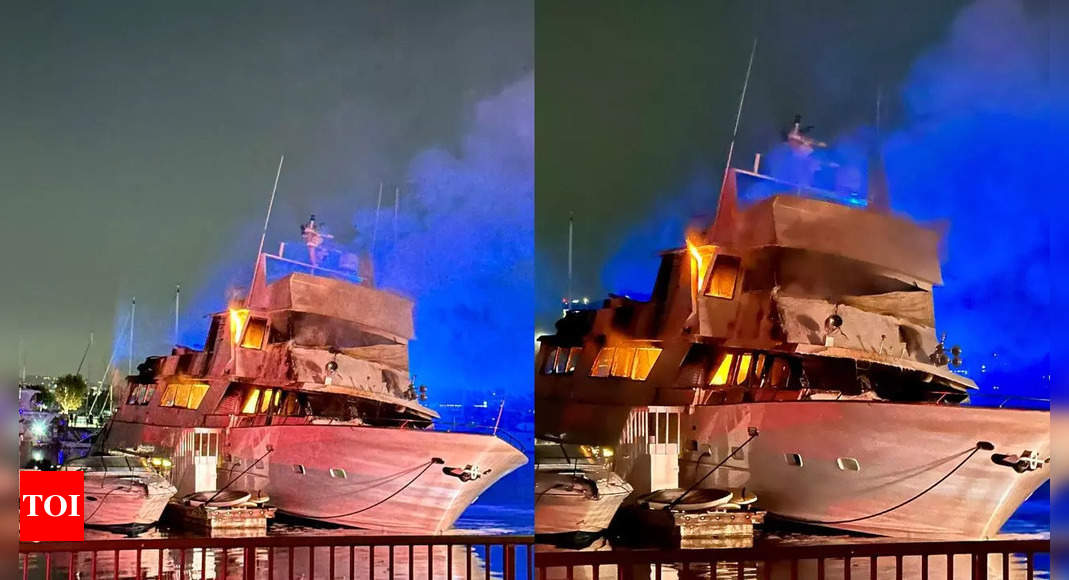 $1 million yacht full of fireworks sinks after explosive blaze in California Marina - Times of India