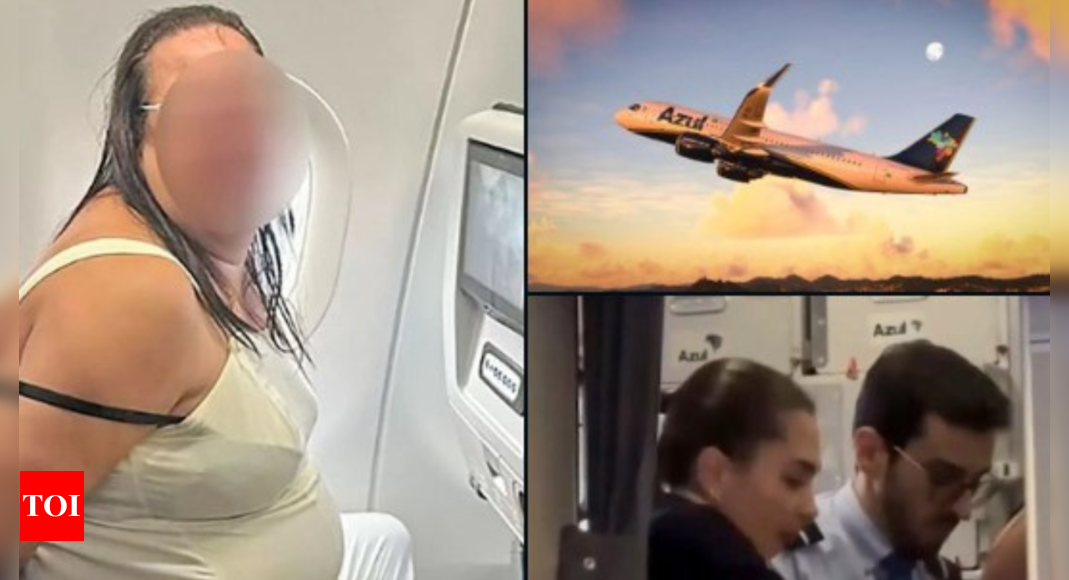 Drunk passenger screams 'plane is on fire', handcuffed and strapped to her seat - Times of India