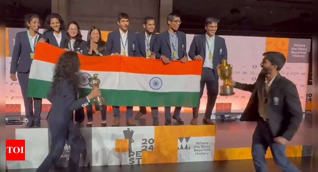 Watch: Team India celebrates historic Chess Olympiad double gold in style, fans draw parallels with Rohit Sharma's 'walk' at T20 World Cup | Chess News – Times of India