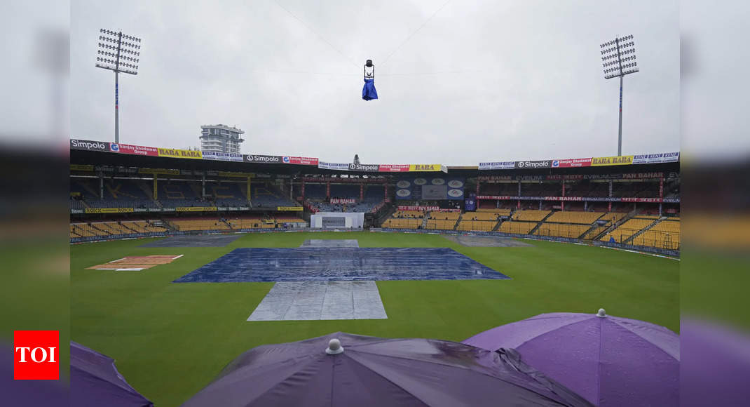 India vs New Zealand: After rain, Bengaluru Test stopped short by technology | Cricket News - Times of India