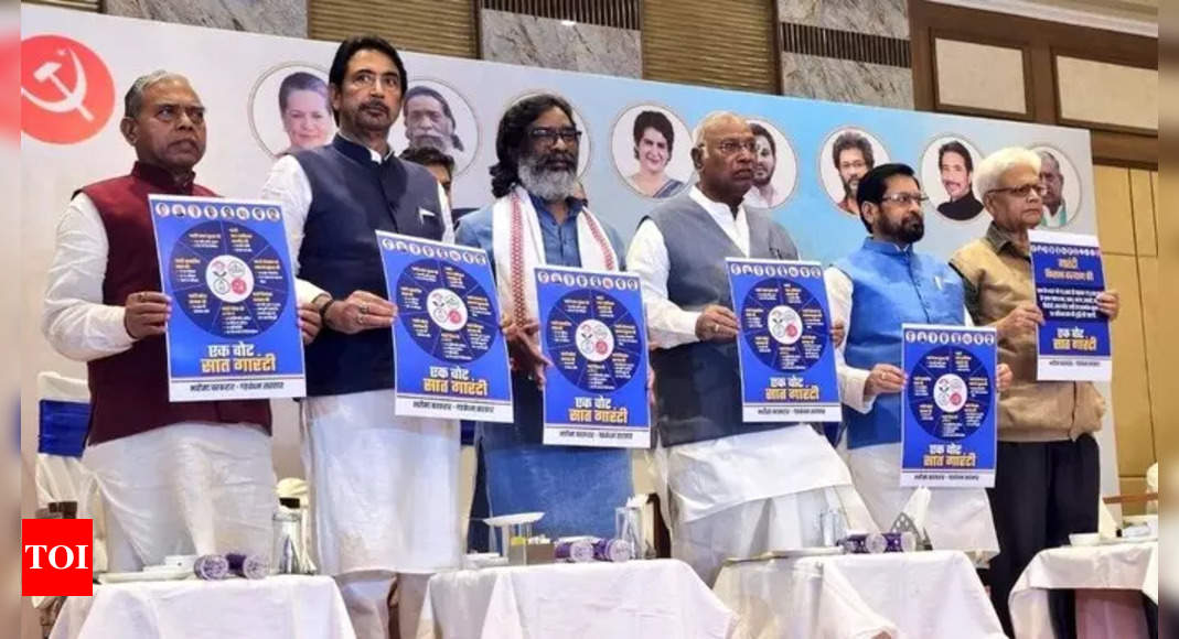 INDIA bloc promises enhanced reservations, 10 lakh jobs in Jharkhand election manifesto