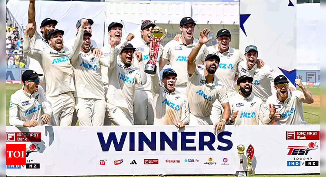 3rd Test: New Zealand make history as India suffer first ever 0-3 Test series whitewash | Cricket News – Times of India