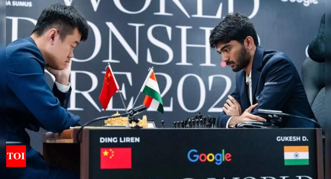 World Chess Championship 2024 D Gukesh vs Ding Liren, Game 10 Live Updates: Gukesh, Ding agree to seventh draw in Singapore  - The Times of India